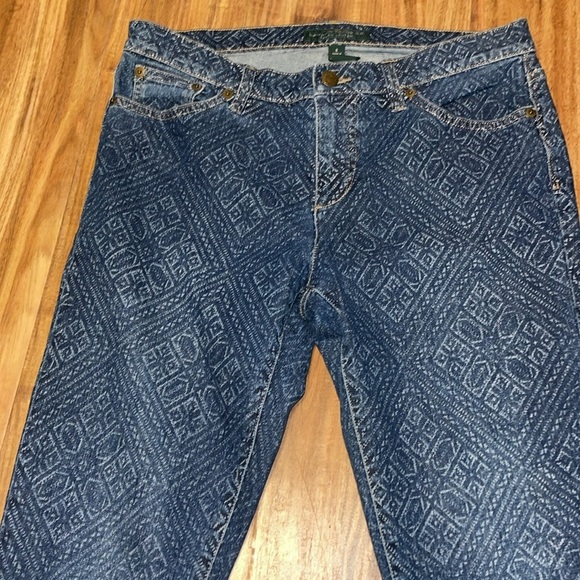 Ralph Lauren womens jeans 8 31 Blue white Pattern design stretch skinny mid rise - Picture 2 of 7